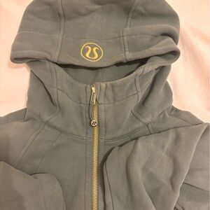 Lululemon Green Full Zip Hoodie with Gold Accents
